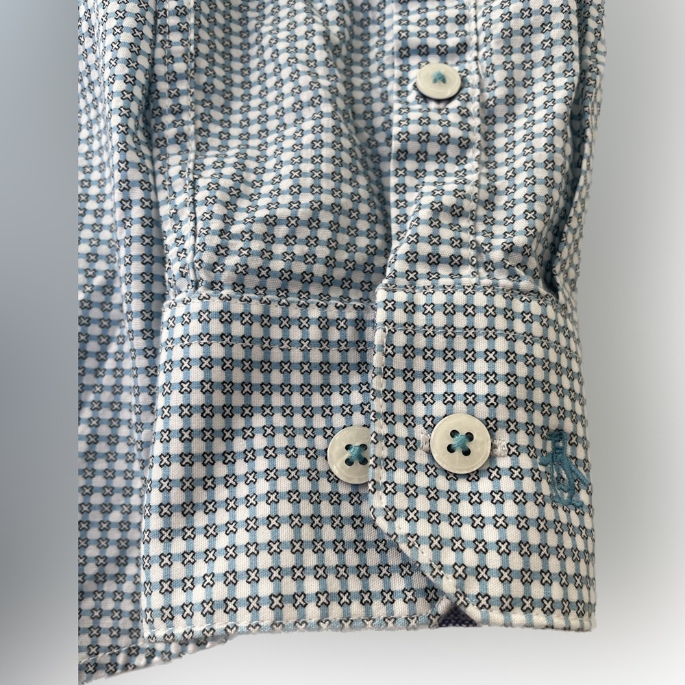 original penguin button down shirt blue circles pattern 15 32/33 small cotton - Picture 4 of 9
